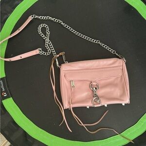 Rebecca Minkoff Blush Pink Leather Crossbody Bag with Chain Strap